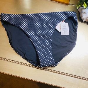 RED CARTER BIKINI BOTTOMS BLACK W/ WHITE DASHES